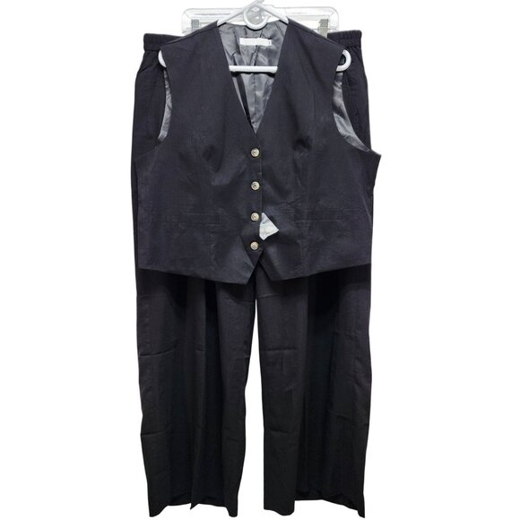 Black Vest & Pants Set Size 2XL Polyester Blend Womens Ensemble - Picture 1 of 12